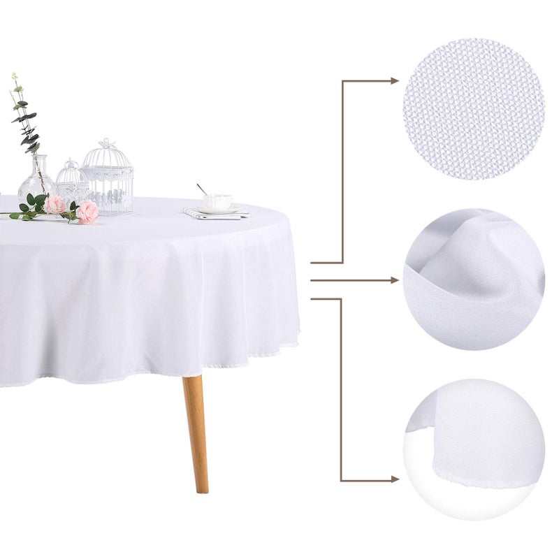 Ascoza 2pack 70 Inch White Round Tablecloth in Polyester Fabric for Wedding/Banquet/Restaurant/Parties - Image 2